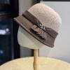 New Woolen Hat for Women Autumn and Winter Face Showing Top Hat Hepburn Style French Elegant Retro Fisherman Hat Basin Hat