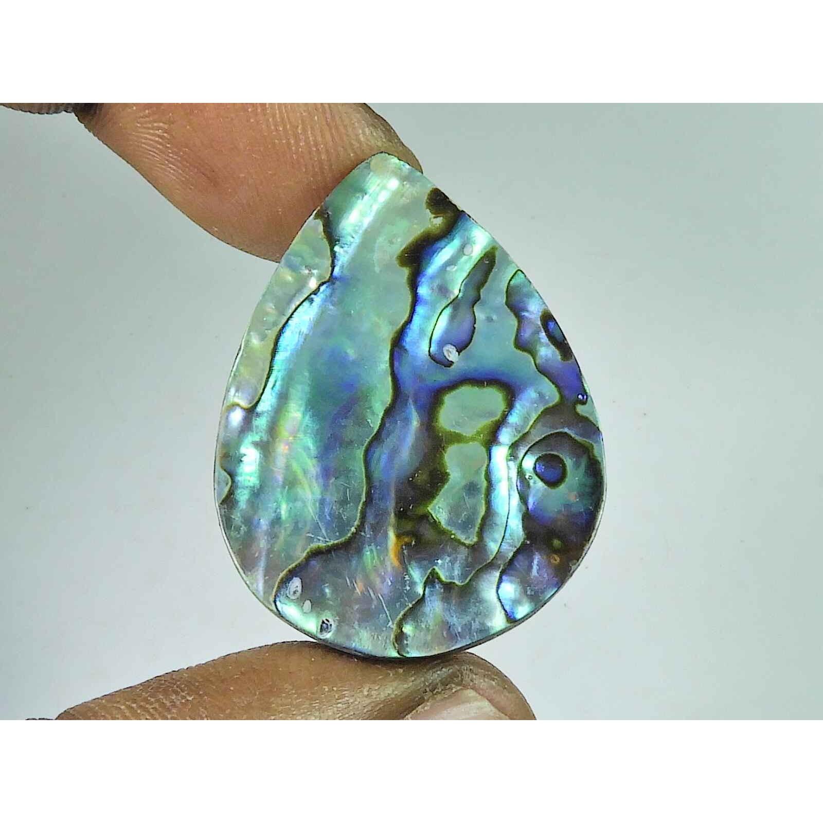 

24X35X06MM Natural Abalone Shell Pear Shape cabochon loose Gemstone 35Cts. SK-4275