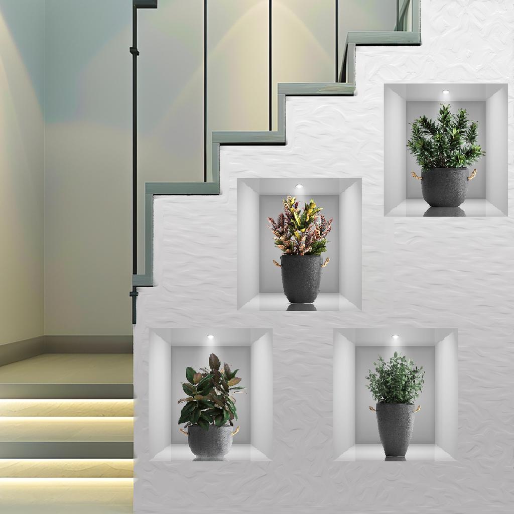 Tropical Green Plants Wall Sticker Self Adhesive Vinyl Decal for Bedroom Living Room Hallway Home Decor