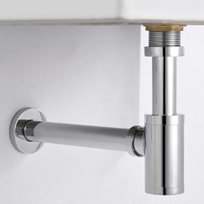 Universal Sink Drain Pipe 1 1/4" with Easy Clean Opening & Installation Guide Bathroom Basin Siphon with Cleaning Access