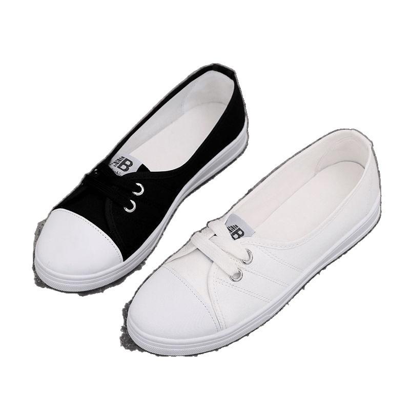 Women's White Breathable Canvas Shoes - Versatile Spring/Summer Footwear for Students, Nurses, and Moms (2025 Edition)