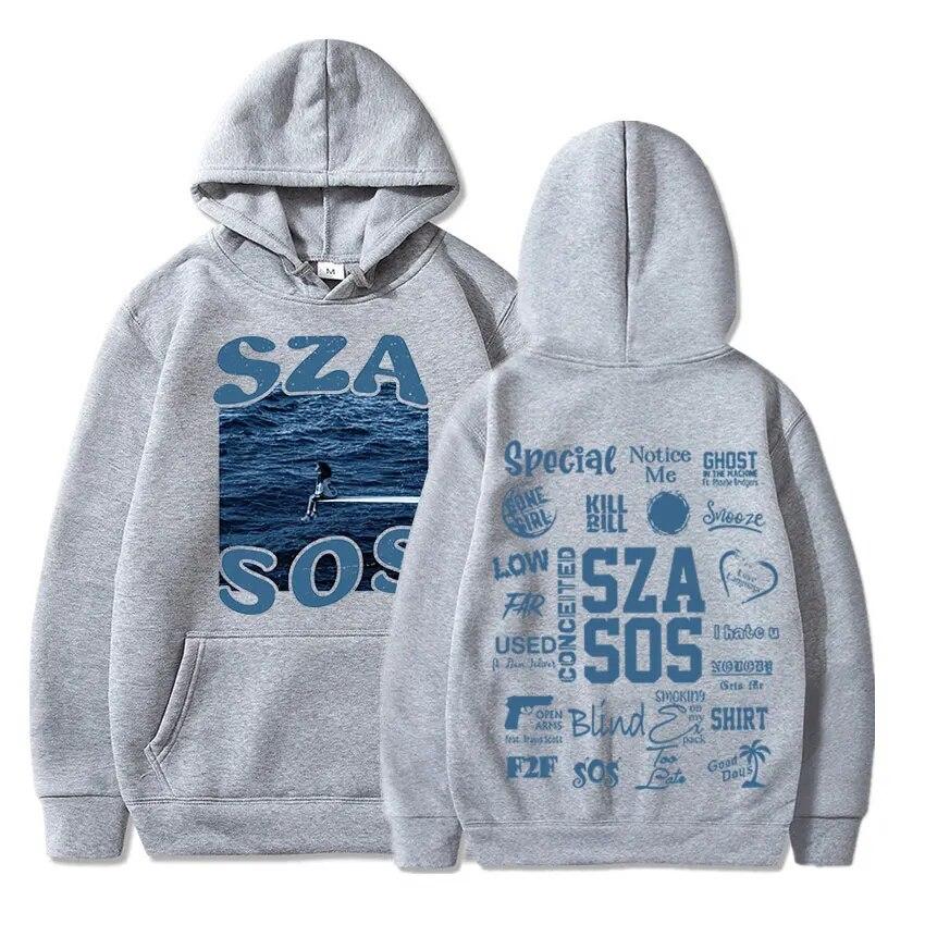 SZA Music Album SOS Graphic Hoodie Unisex WoUnisex Vintage Oversize Hoodies Casual Loose Gothic Sweatshirt Hip Hop Streetwear Unisex