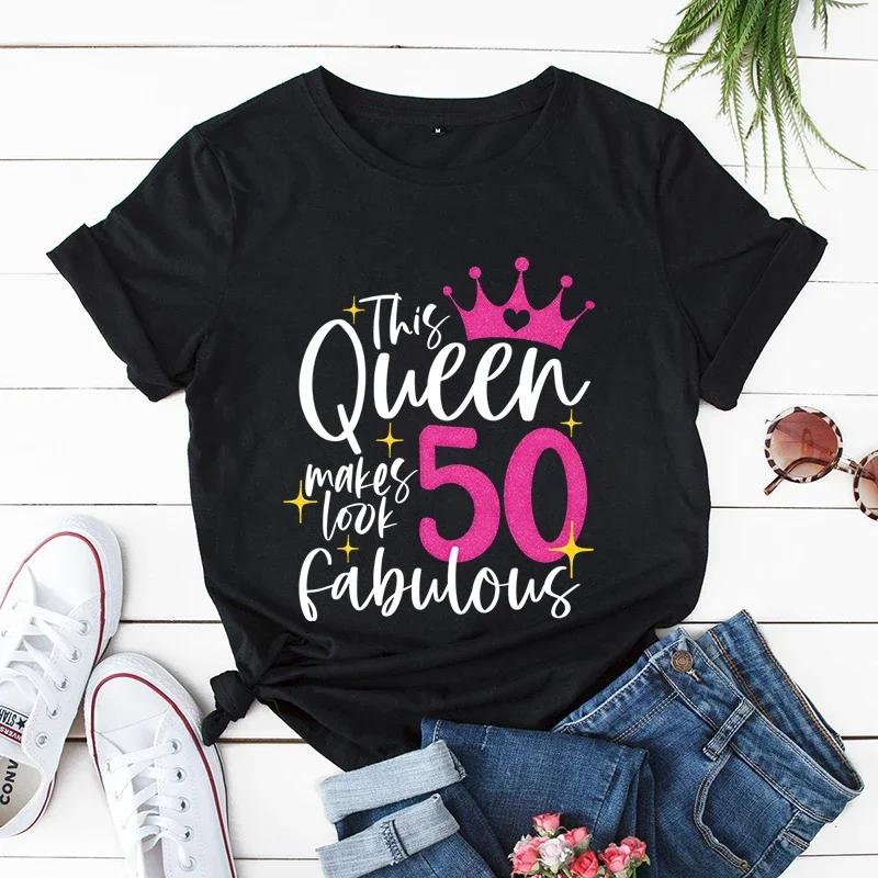 This Queen Makes Look 50 Fabulous Tshirts for Unisex Tee Birthday Queen Tshirts Birthday Party T Shirts Graphic T Shirt Y2k Tops