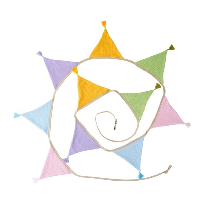 Festoni Bandierine in Cotone Crepe Colori Caramella Luminosi Per Asilo Nido Compleanni di Bambini Feste Eventi