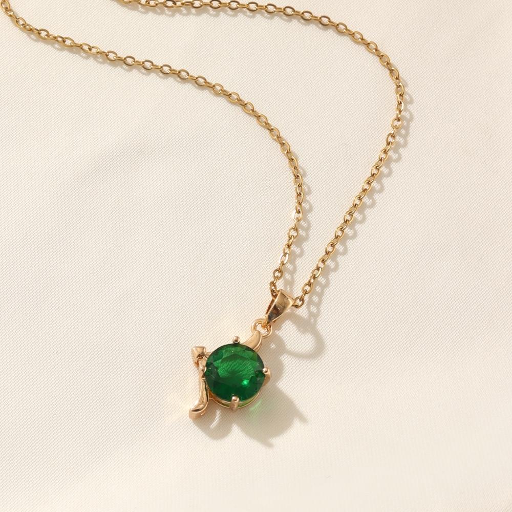 Fashion 12 Constellations Zirconia Pendant Necklaces for Women Sparkling Golden Stainless Steel Necklace Jewelry