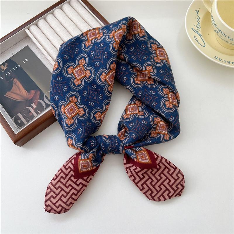 Cotton Linen Print Square Scarves Neckerchief Kerchief Headscarf Women Decorative Scarf Bandanas Headband 65cm Neck Wraps Shawls