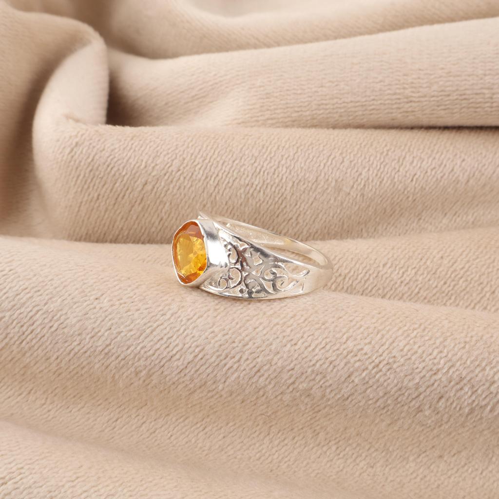 Citrine Gemstone 925 Sterling Silver Proposal Ring, Pretty Ring Gift For Love CZR-24-3