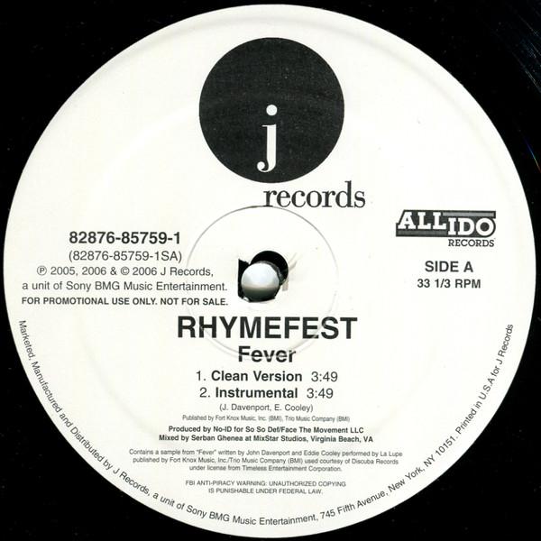 

12inch Record RHYMEFEST Fever 82876857591 2006 US Rap HipHopRB Used