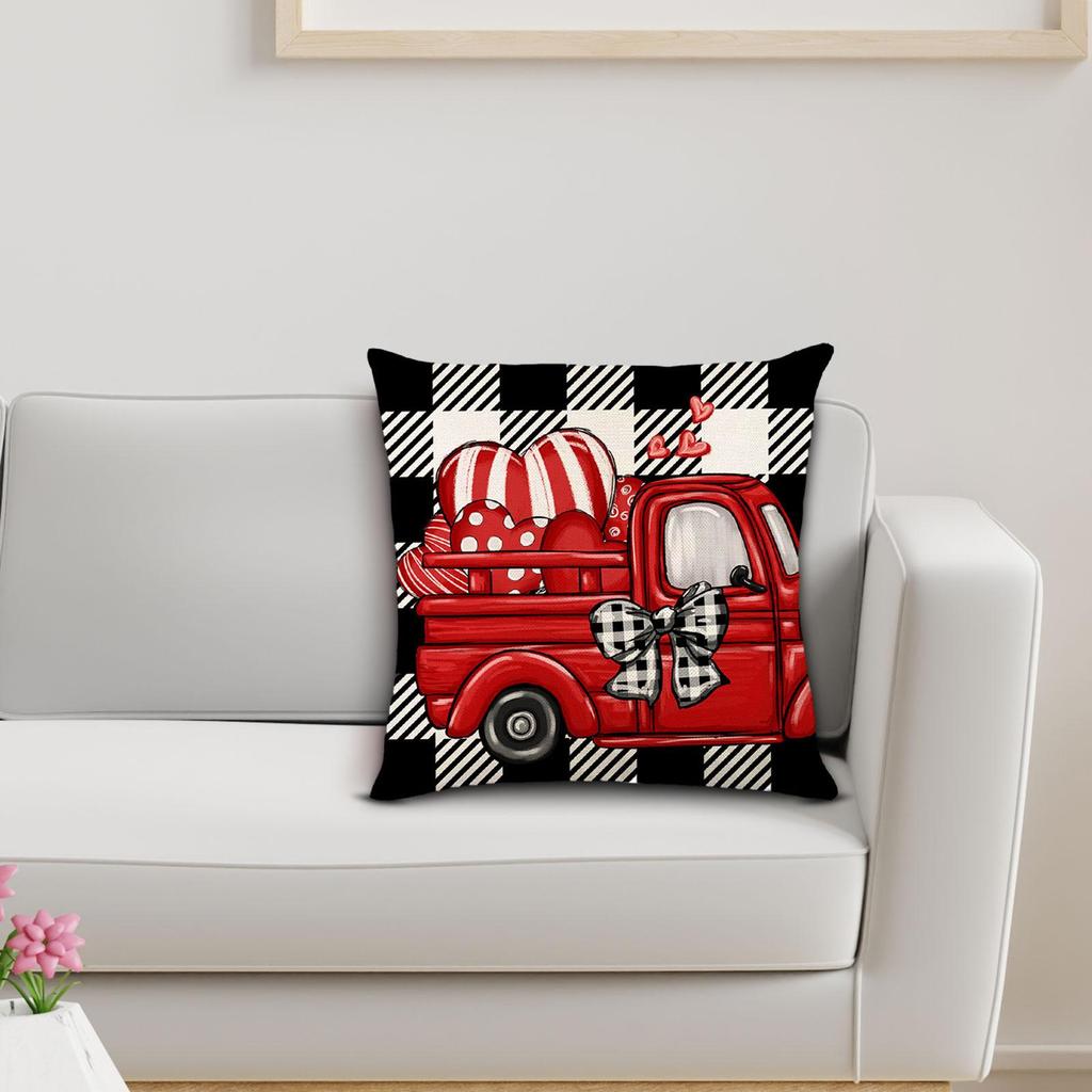 Valentines Day Pillow 45x45cm Sqaure Love Heart Pattern for Couch Sofa Chair Style D