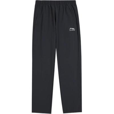 Li Ning Comfortable Simple Straight Leg Elastic Waist Breathable Casual Pants Men Bottoms Black AYKT745-1