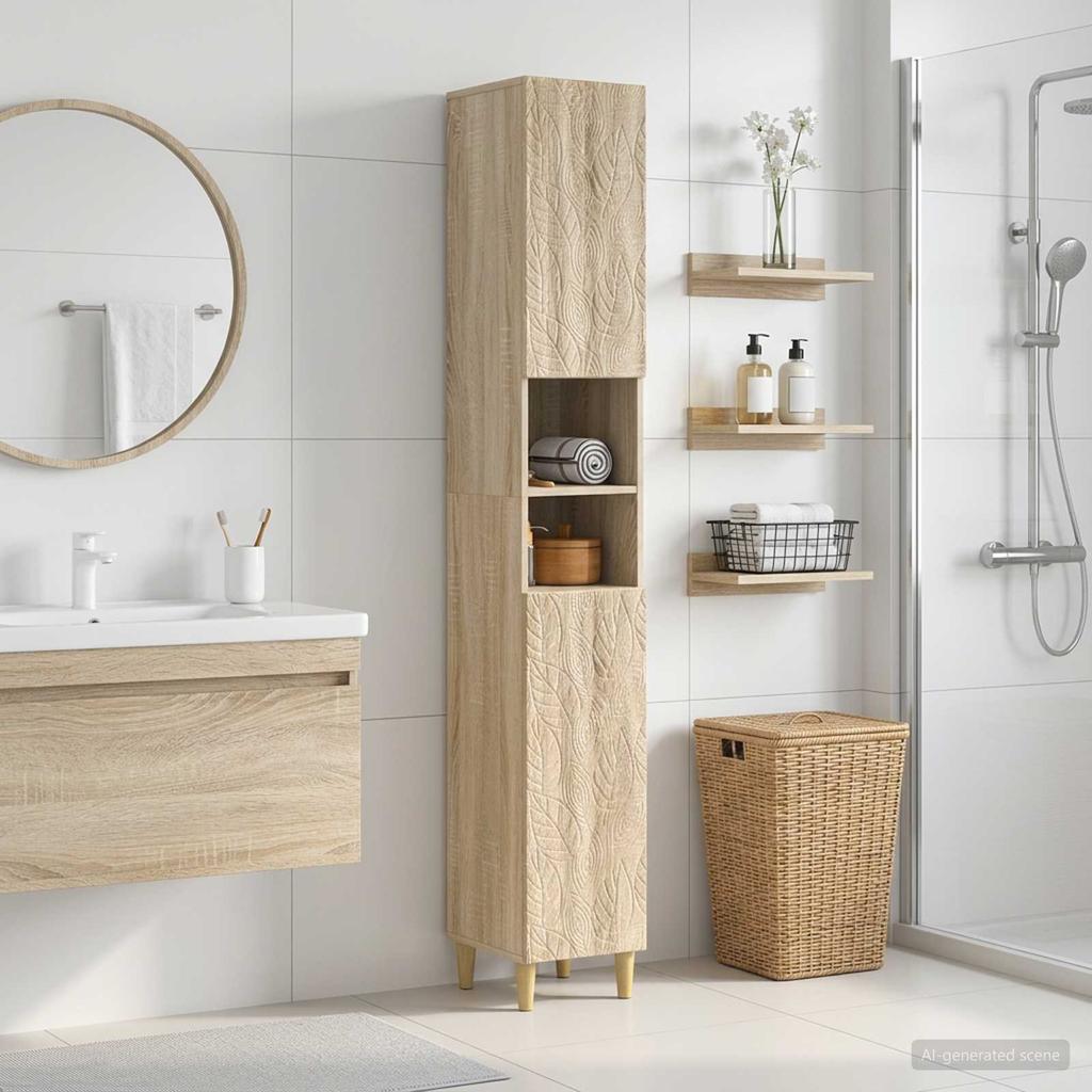 Bathroom Cabinet with Open Shelf DELFT Sonoma Oak