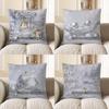 Home Decor Christmas Fireplace Scene Decorative Pillow Cover Pattern Cushion Cover Suitable for Sofa Bedroom Car Pillow Cover