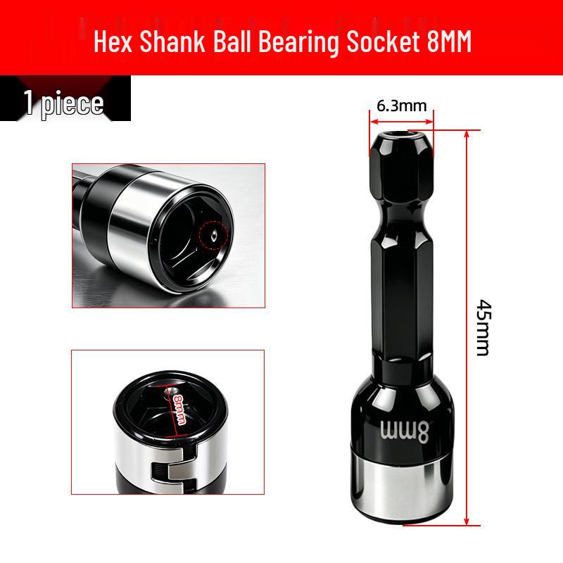 8mm Hex Socket Self-Tapping Screw Sleeve, High Torque Snap-On Dovetail Nail Screw, Hex Shank Steel Ball Air Wrench Socket.