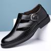 New Breathable Men's Leather Sandals Hollow Hole Shoes Casual Soft Sole Dad Sandals