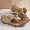Fashion 2025 Vintage Flowers Wedges Slippers Women Summer Lightweight Platform Flip Fops Woman Clip Toe Thick Sole Sandals Plus Size