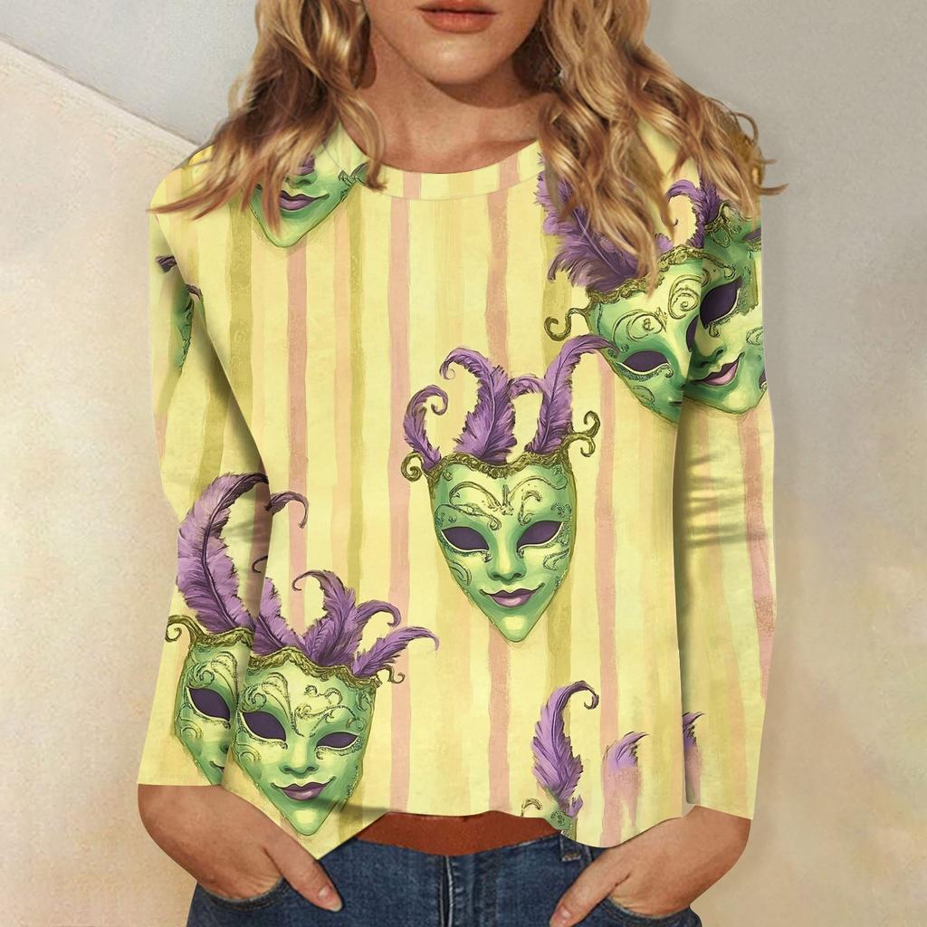 Long Sleeve Shirts For Women Cute Print Graphic Tees Blouses Dressy Casual Blouses Pleated Scooped Neck Tunic Tops Christmas