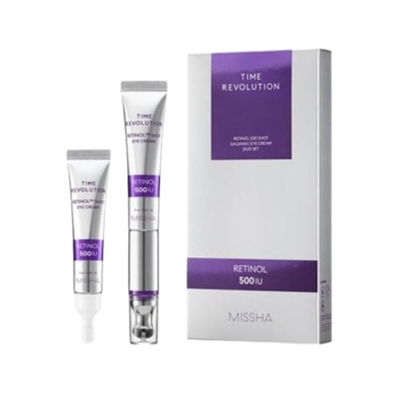 MISSHA Time Revolution Retinol 500 Shot Galvanic Eye Cream Duo Set 15ml+15ml – Retinol Eye Care with Micro Galvanic Vibration Duo Set 15ml+15ml