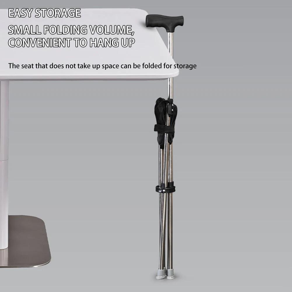 Outdoor Foldable Walking Stick Stool Lightweight with Seats Heavy Duty Steel Walking Stick for Elderly Disabled Hiking Poles