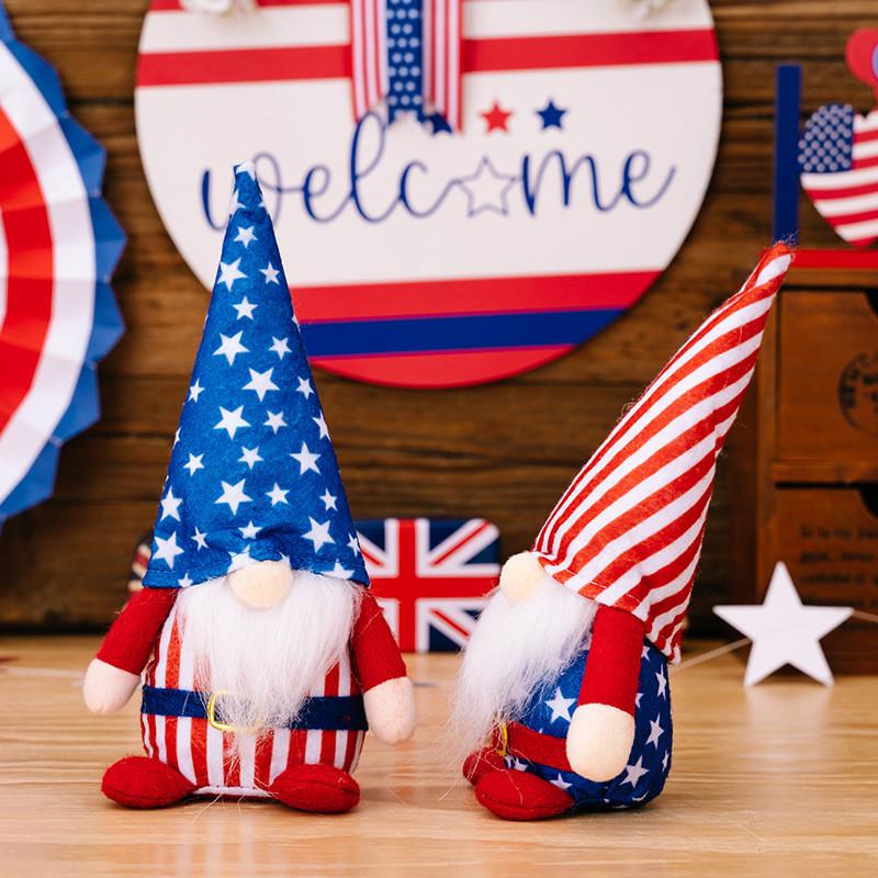 Adorable Plush Independence Day Decor Star Doll With Striped Hat For Festive Styling