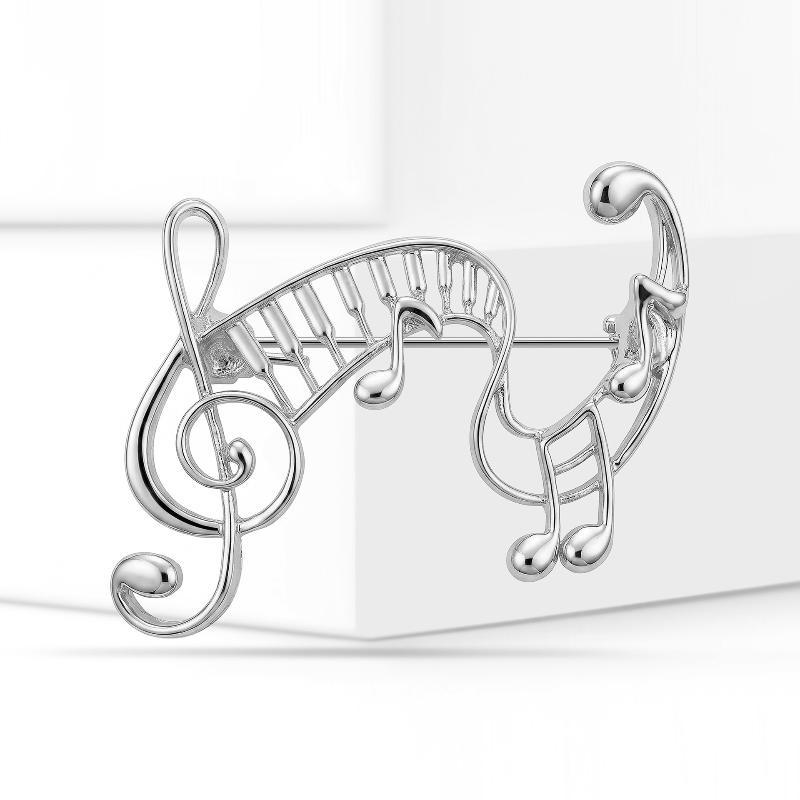 1Pcs Unisex 2-Color Elegant Music Lover Party Office Brooch Pin Metal Musical Note Brooches For Women Gifts