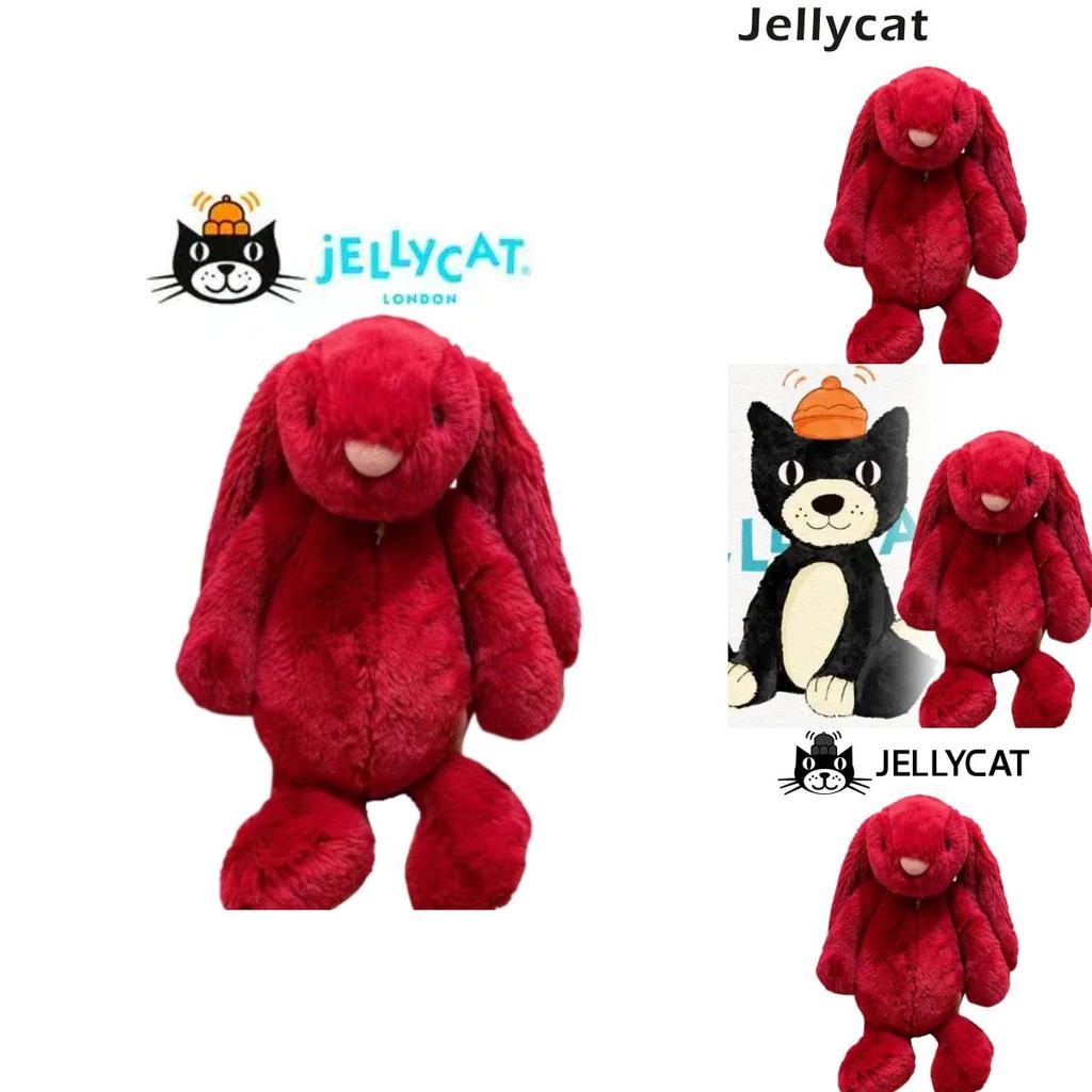 Jellycat Red Bonnie Bunny Plush Toy With Short Fur For Kids And Collectors