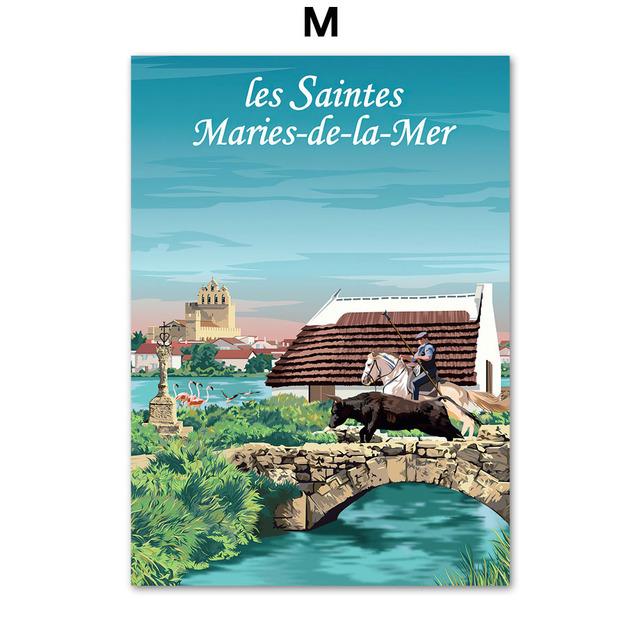 Anime Travel City Landscape Poster French Italy Vintage Wall Art Canvas Painting Nordic Prints Pictures for Living Room Decor
