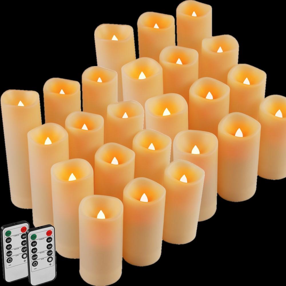 24/48Pc Waterproof Flameless LED Electronic Candles 4" 5" 6" 7" LED Tealight with 10-Key Remote 2/4/6/8Hour Cycling Timer Lights