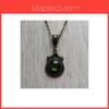 Geometric Gothic Bronze Green Stone Pendant Necklace With Cross Chain For Women