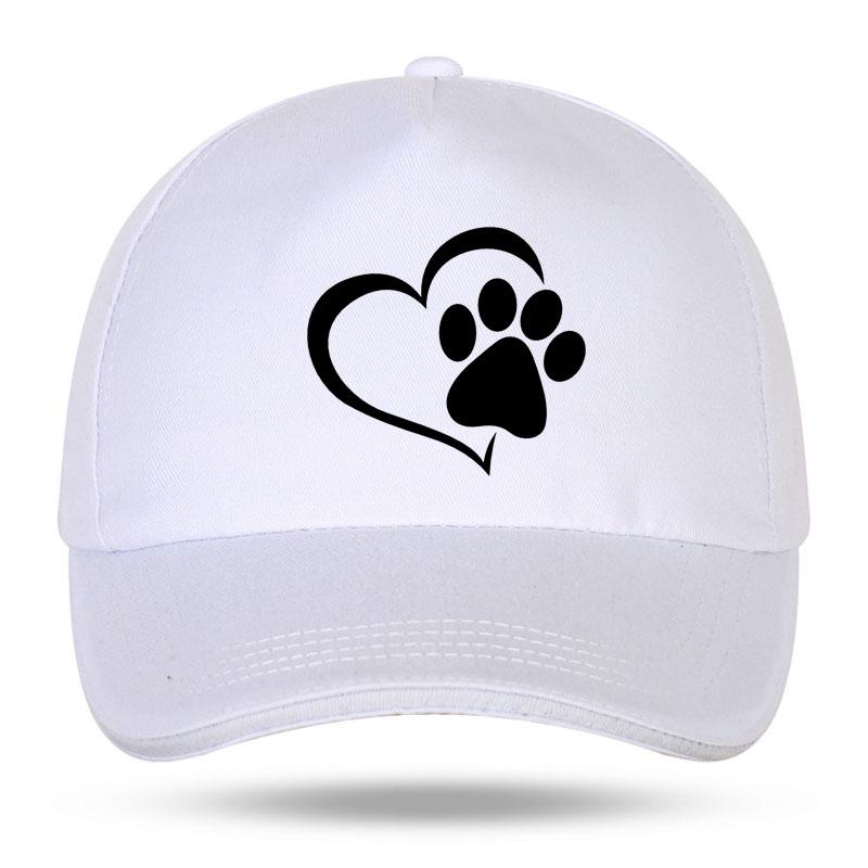 Neue Unisex Damen Mode Niedliche Hundepfote mit Pfirsichherz Baseballkappen für Hip Hop Baumwolle Trucker Cap Bone Papa Hüte