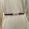 1 PCS Adjustable No Hole Matte Buckle Women Belt Slim PU Leather Strap For Dresses Shirts Black Waistband Fashion Accessory