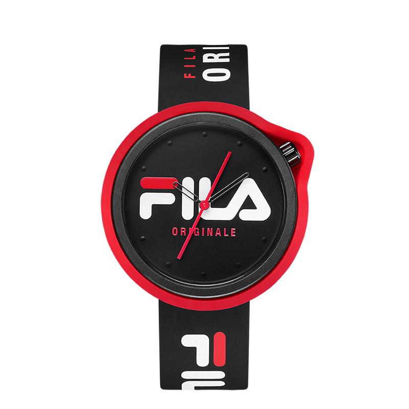 FILA 6035 Series Quartz Watch Silicone Strap White Dial Trendy Sports Couple Student Watch Classic Large Logo Unisex watches FLM38-6035-7 [Black Knight]-6035-003