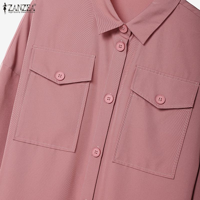 ZANZEA Women Long Sleeve Blouse and Skirts Muslim Casual Two Piece Suit Sets