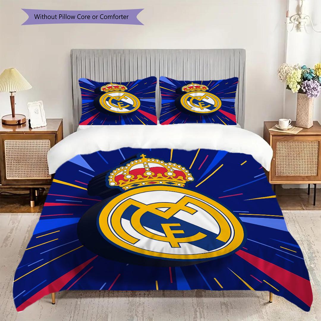 

Набір постільної білизни з візерунком Real Madrid CF Ковдра Постільна наволочка Домашній декор Подарунок на день народження (1 * підковдра + 2 * наволочка, без наповнювача) 155x200cm