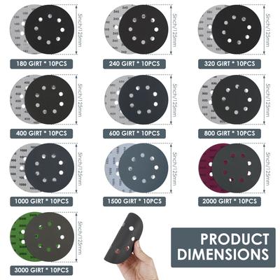 125mm 8 Hole Wet Dry Sanding Disc Universal SandPaper Car Metal Woodworking Polished Tools Accessories Polishing Abrasive Discs