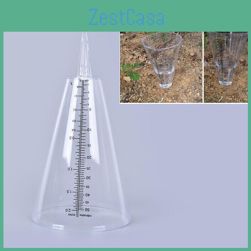 Conical Ground Insert Rain Gauge Transparent White Color Outdoor Gardening Tool