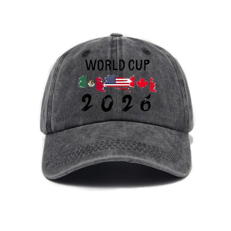 Retro kšiltovka s měkkým okrajem a opotřebovaným vzhledem Mistrovství světa 2026