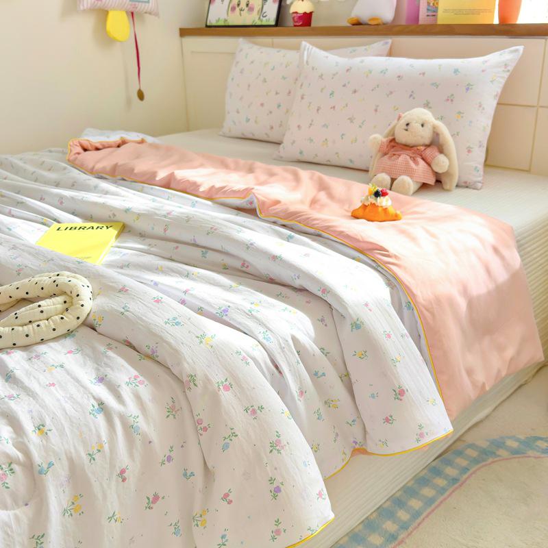 Class A Soybean Fiber Cartoon Print Summer Quilt - Double Layer Gauze Air Conditioning Quilt