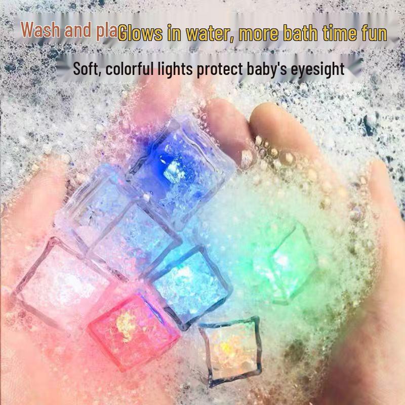 Cube de Glace Lumineux Coloré Jouet de Bain pour Bébé avec Magie Activée par l'Eau - Version Améliorée Sept Couleurs