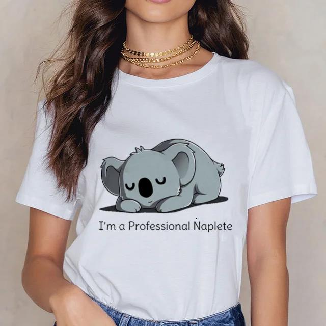 Damen Cartoon Kawaii Tier Koala Druck Damen T-Shirt Harajuku Ropa Mujer Grafik Große Größen T-Shirt Lässig Streetwear T-Shirts