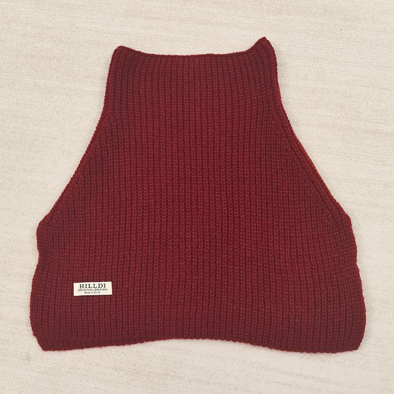 Monochrome knitted versatile slit shawl personalized neck cover spring and autumn outdoor windproof comfortable breathable neck protection warm scarf