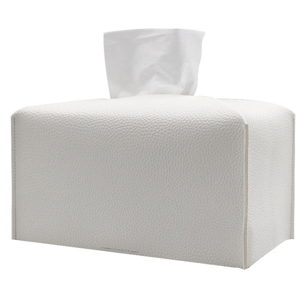 Tissue Box Cover Square Decorative PU Leather Holder Modern Tissue Case Facial Paper Organizer Dispenser For Bathroom Countertop