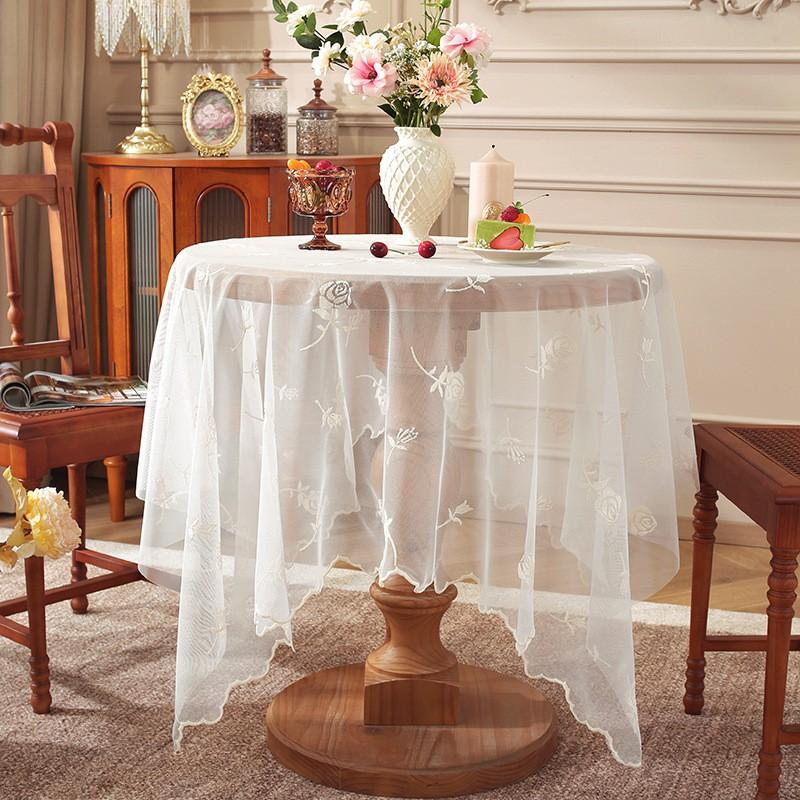Elegant Lace Tablecloth French Style Rectangular Dining Cover Vintage Decorative TV Stand Dustproof Cloth