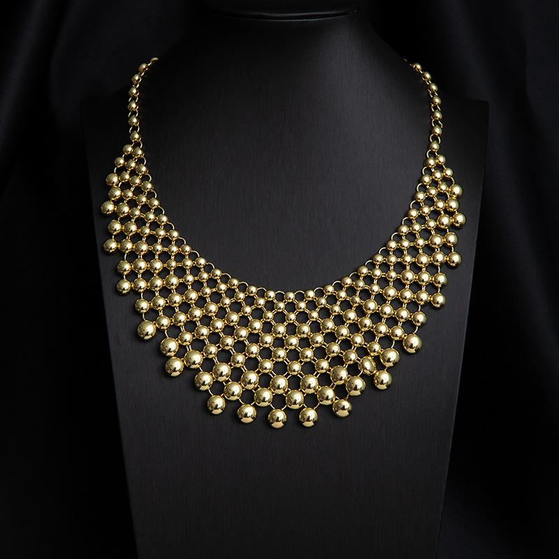 Necklace Geometric Round Splicing Personalized Necklace Exaggerated Wind Metal Tassel Clavicle Chain