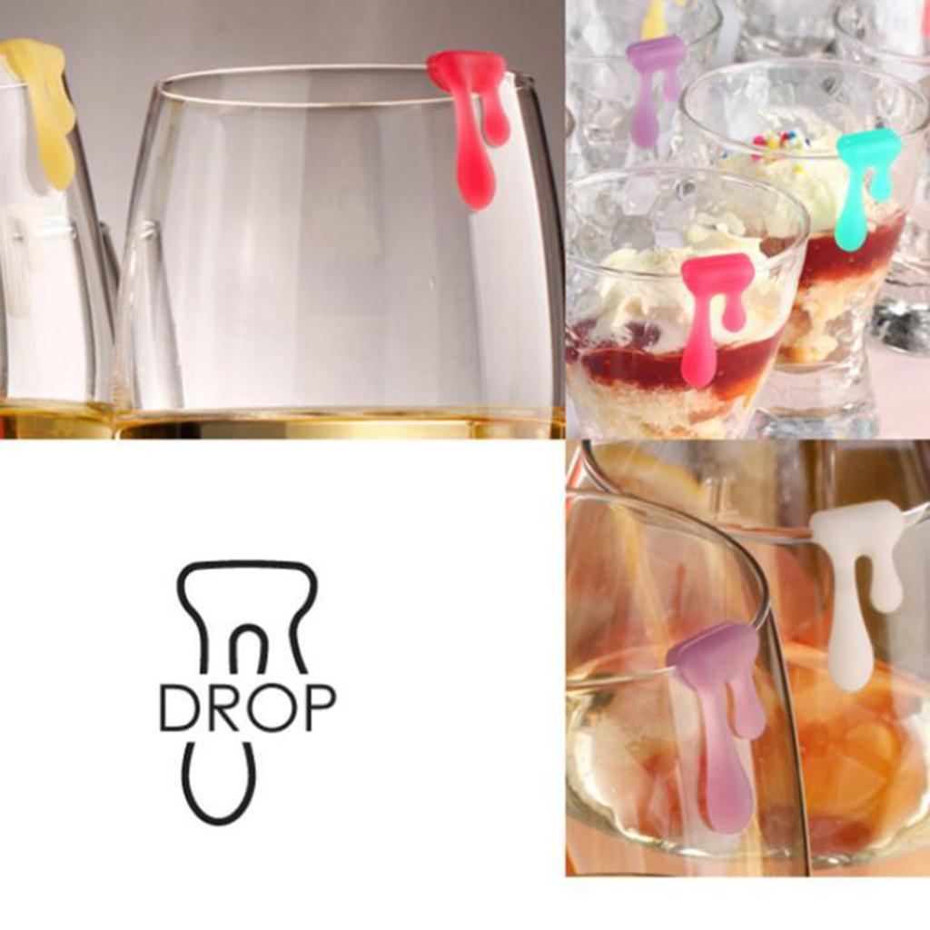 Glass Recognizer Creative Silica Gel Label Red Wine Cup And Rea Cup Pendant 6PC