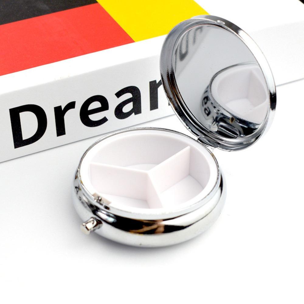 Portable Metal Tablet Box Leak-Proof Compact Pill Organizer Round Earrings Case Travel