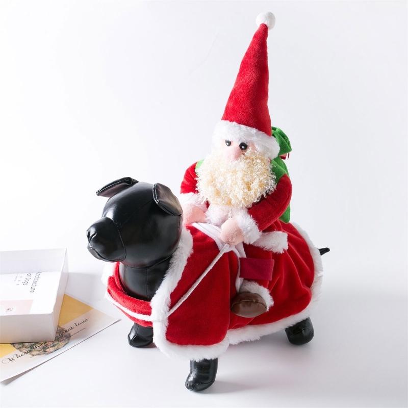 Funny Pet Christmas Outfit With Ride On Design For Small Dog Cats Holiday Celebration Dressingup Santa Claus Costume