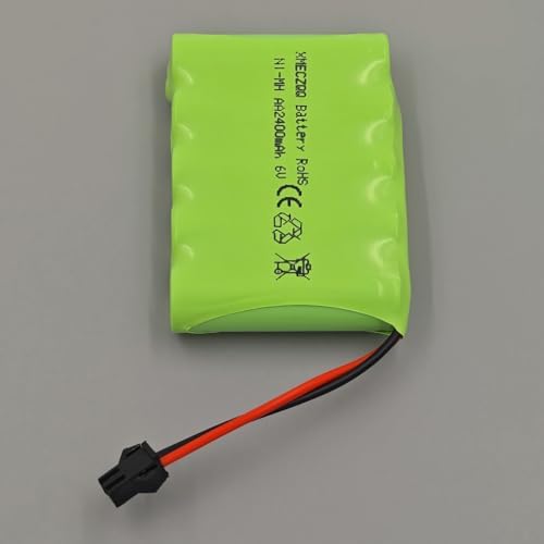 XMECZQQ NiMH Wiederaufladbarer Akku 6V 2400mAh 2er-Pack mit SM-Stecker für RC-Autos, LKW, Roboter Fernbedienungsspielzeug