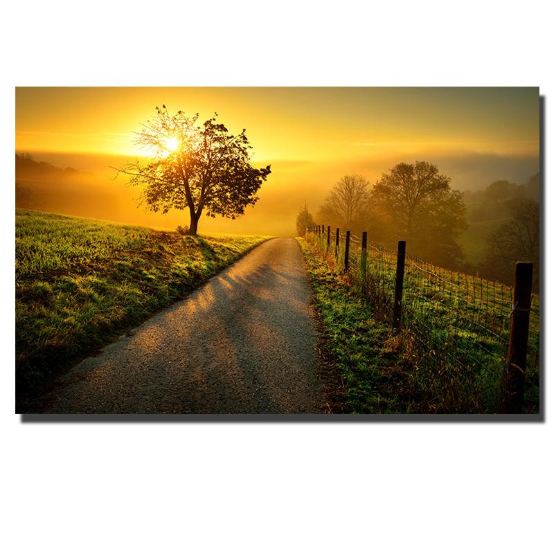 Beautiful Sunset Scenery Painting Print On Waterproof Canvas Large Size Wall Art Pictures For Living Room Drop Shipping