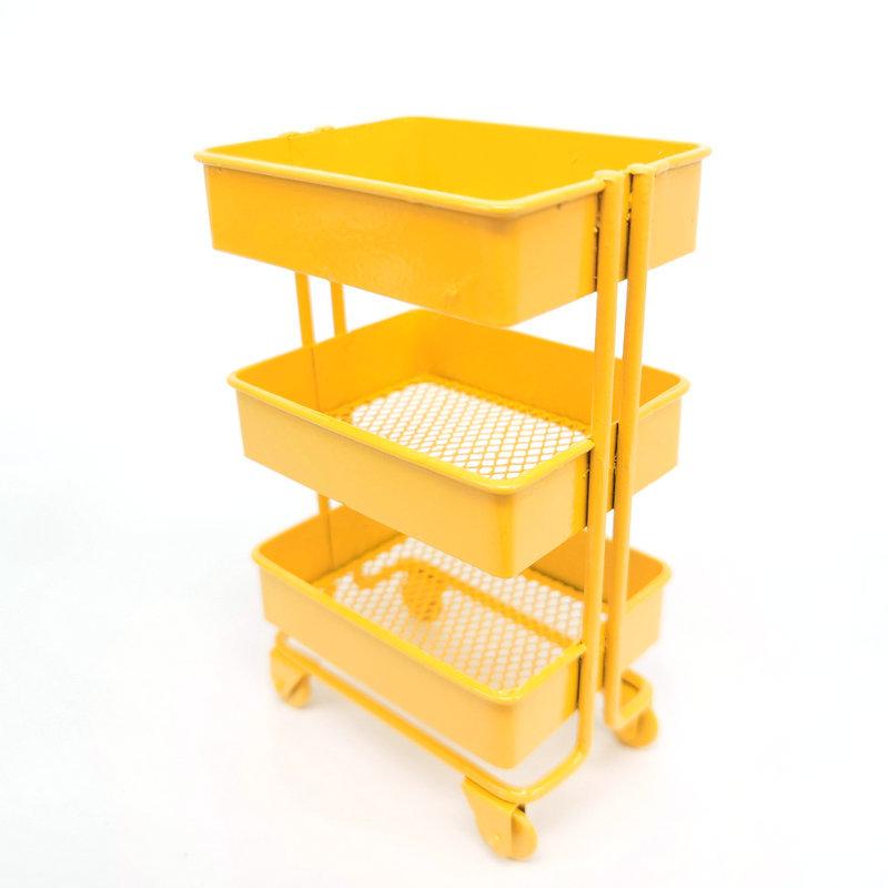 1:12 Doll House DollStainless Steel Handcart Supermarket Shopping Cart Mode Storage Toy Phone Food Holder Cute Gift For Kids