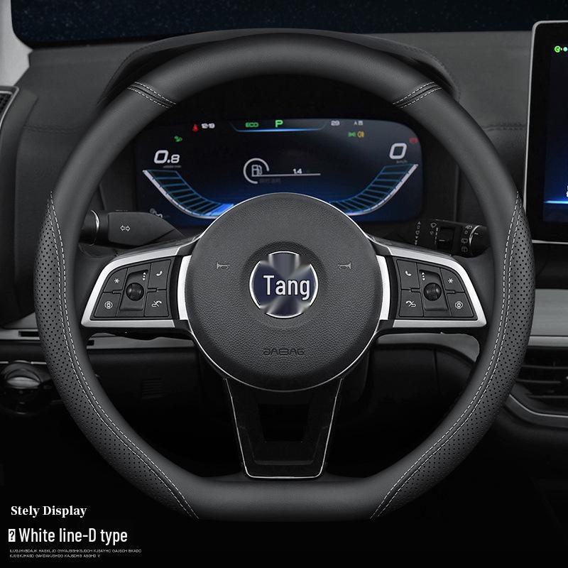 Fits BYD Models: Qin DM-i, Song Pro, Song MAX, Tang, F3e, Rui, E5, Yuan, S7, Han, S6 - Genuine Leather Steering Wheel Cover